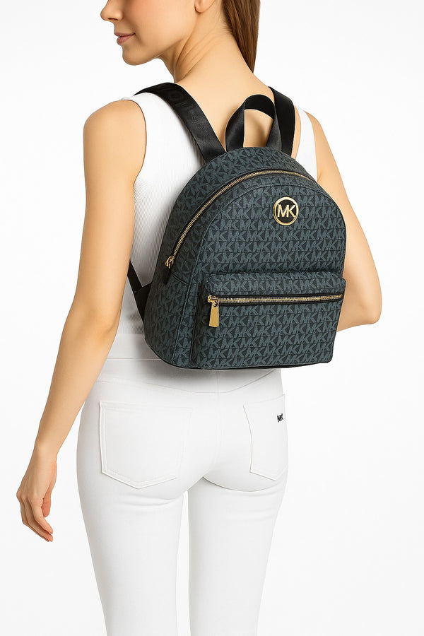 MICHAEL KORS ALLOVER LOGO PRINT LEATHER SMALL BACKPACK